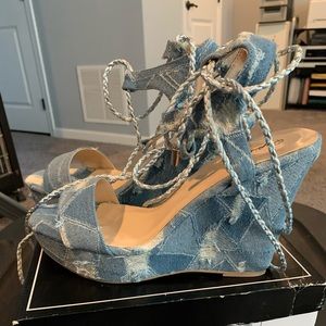 Denim wedges